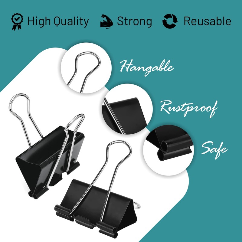 Small Binder Clips – 24 Pack Binder Paper Clips