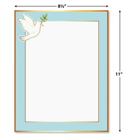 Current Dove Frame Faith Decorative Letter Paper-Religious Stationery Papers, Printable Confirmation, Communion, Baptism, Wedding, & Easter Cards, Christian Letterhead Sheets, Set of 25, 8 1/2" x 11"