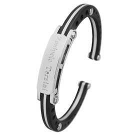 Zanipolo Tartzini Double Wrap Leather Bracelet, Width 0.1 inches (0.3 cm), Length 7.1 inches (18 cm), Men's, Stainless Steel, Genuine Leather, Silver