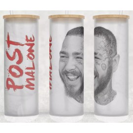 Unbranded Frosted Glass Post Malone Music Legend Cup Mug Tumbler 25oz with lid and straw