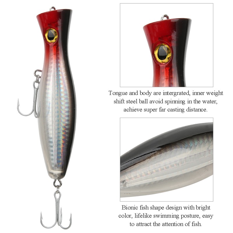 Artificial Popper Fish Lure 3D Eyes Seawater Hard Bait with