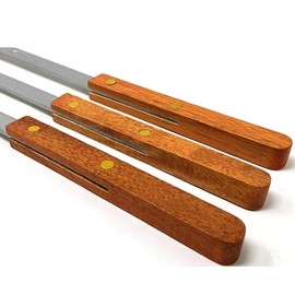 Lavo Home Stainless Steel Wooden Handle BBQ Skewers for Shish Kebab Turkish Grills & Koubideh Brazilian-Style BBQ 23 Inch Long 1 Inch Wide (12)