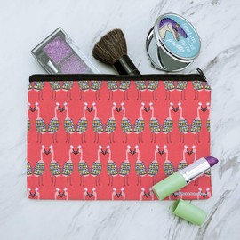 Christmas Flamingos Makeup Cosmetic Bag Organizer Pouch