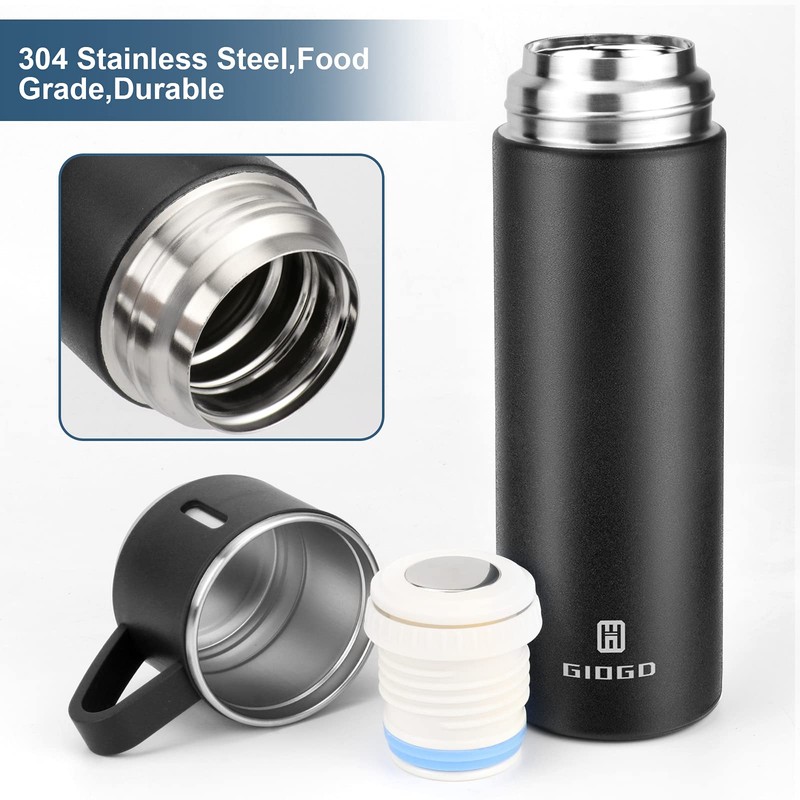 GIOGD Stainless Steel Thermo 500ml/16.9oz Vacuum Insulated Bottle with Cup