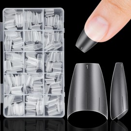 Kiiwah Pack of 300 Nail Tips, French Soft Gel Nail Tips, Acrylic Half Cover Nail Tips, Nail Tips with Positioning Lines for Nail Extension, Art Diy, Nail Studio at Home