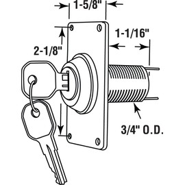 Prime-Line Products GD 52142 Electric Key Switch, 3/4 in. Outside Diameter, Hardwired
