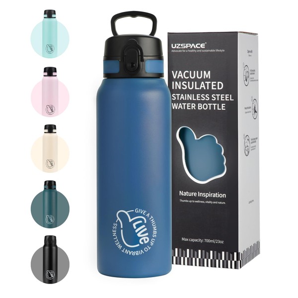 UZSPACE Children's Water Bottle, Stainless Steel, 700 ml, Double-Walled Insulated
