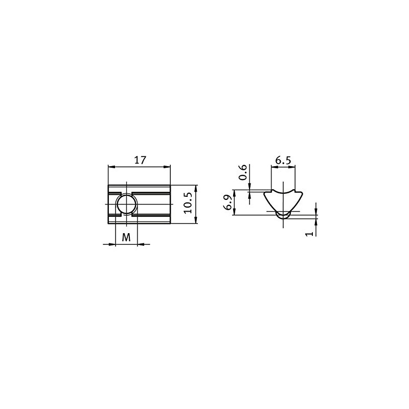 100x T-Slot Nuts 6 St M6 Slot 6 Type I