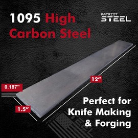 Patriot Steel 1095 High Carbon Knife Making & Forging Steel - Cold Rolled Annealed Steel for Knife Making Supplies - USA-Milled Excellence for Pros & Hobbyists - 12"x1.5"x.187-4 Pack