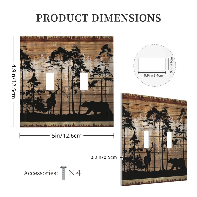 WMHUSU Decorative Light Switch Plate Covers Abstract Bear Deer Forest