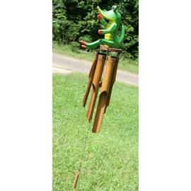 Salty Pelican Funny Gator Windchime, Handpainted Bamboo, Gator George - G-29