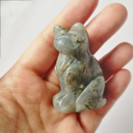 Manekieko Natural Moonstone Crystals and Healing Stones, 50 mm Bag, Carved Figures, Collectibles, Room Decor