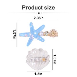 Blue Starfish Hair Clips Barrettes for Women Girls Kids Acrylic Resin Hair Clip Ocean Beach Hair Accessories for Girls Women Kids Seashell Hair Clip White Sea Shell Star Hair Clips Barrettes 3Pcs