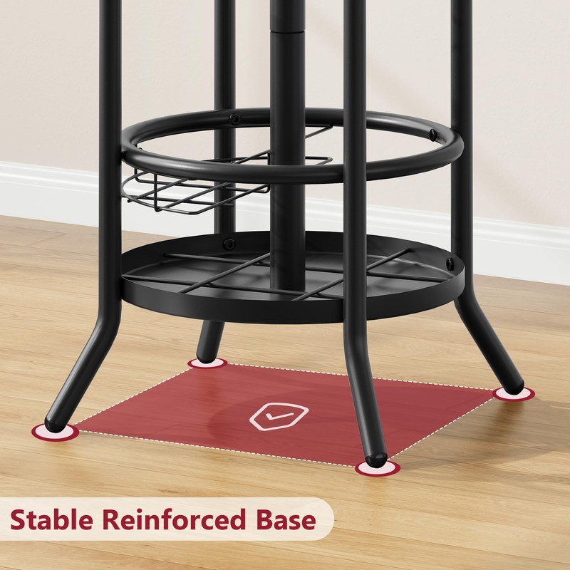 Tajsoon Coat Rack Stand with Umbrella Holder, Coat Tree Freestanding