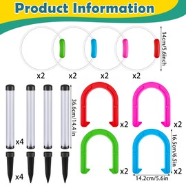 Liliful 20 Pcs Ring Toss Glow in Dark Games Valentines Outdoor Ring Toss Games with LED Yard Ring Toss Game Outdoor Games for Family Adults Lawn Backyard Camping Gifts Party Favors