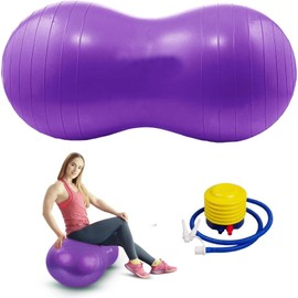 GSDGV Peanut Ball, Kids Yoga Ball Exercise Ball, Exercise Ball, Anti Burst Sports Yoga Ball Pregnancy Ball Autism Sensory Toy Equipment for Kids, Yoga, Pilates, Core Training with Pump