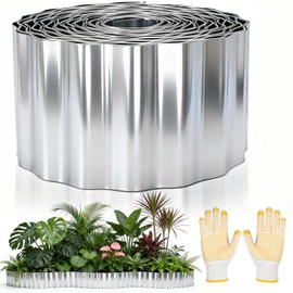 6" x 50' Corrugated Metal Garden Edging Border, Galvanized Flexible Silver