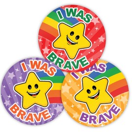Stone Melon School Reward Stickers 144 I was Brave Star Bravery Stickers 30mm Round Awards Nursery Teachers Parents Children Kids