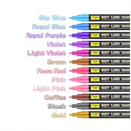 zengxiaoyun 24PCS Doodle dazzlingly Markers,Super Squiggles Outline Markers, Outline Metallic Markers Double Line Pens Permanent Markers Pens for Art, Drawing, Greeting