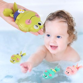 Hanmulee Bath Toys, 3 Pack Cute Swimming Frog Baby Bath Toys for Toddlers, Infant Kids Toddlers Bathtub Toys, Water Pool Floating Wind-Up Water Toys for 1 2 3 Year Old Boy Girl Birthday Gift