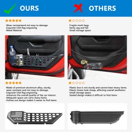 GOLPEW JL Metal Front Door Storage Pocket Box Door Net Pocket Replacement Side Insert Organizer Box Compatible with 2018-2023 Jeep Wrangler JL Accessories JLU & Gladiator JT (Black)