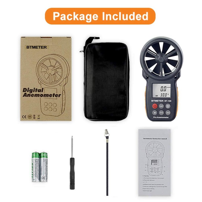 BTMETER BT-100APP Anemometer w/Wireless Bluetooth, Digital Handheld Wind Speed Meter