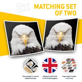 Square Stickers (Set of 2) 10cm - American Bald Eagle Bird of Prey Laptop Tablet Luggage Scrapbook #44081
