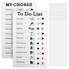 KINGTLE Chore Chart Memo Board 2 Pieces, Portable RV Checklist Board with 10 Blank Cardstock, Detachable Plastic DIY Message for Home Office Travel