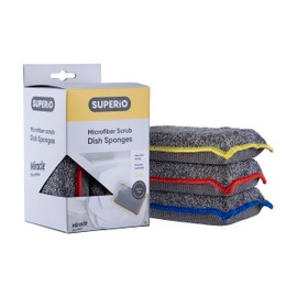 Miracle Microfiber Sponges for Kitchen Kosher Non-Scratch Sponge Scrubber Heavy Duty Multi-Purpose Cleaning of Dishes, Pots, Pans, and Countertops, Machine Washable, 3 Pack, by Superio (Grey)