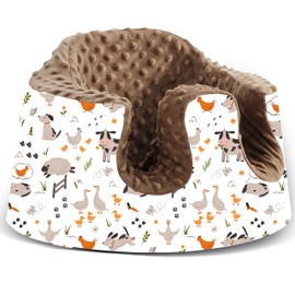 BOMOLOUR Seat Cover Compatible with Bumbo and Nuby Seat, Removable Breathable Baby Floor Seat Cover for Boys and Girls, Seat Not Included (Brown Farm)