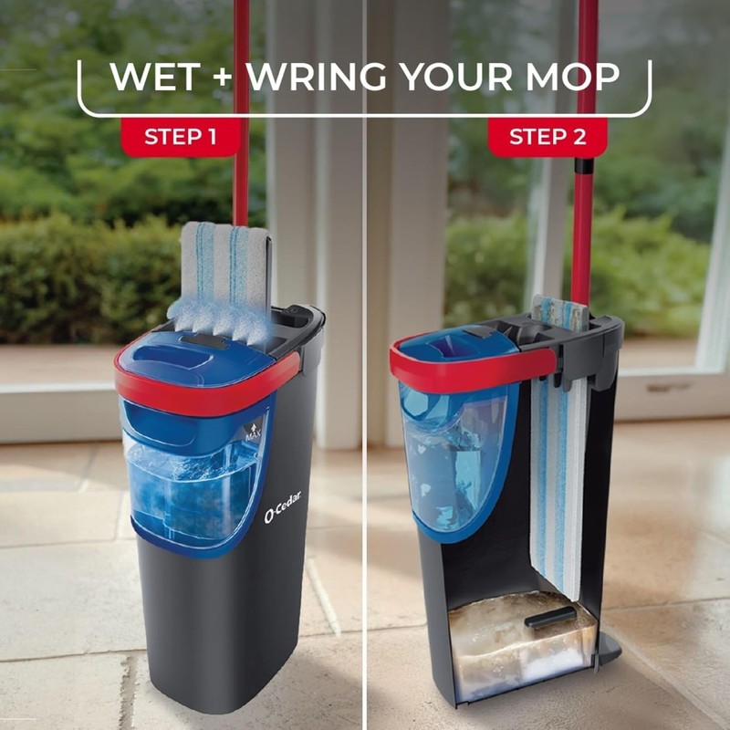 O-Cedar H2prO Flat Mop System with 2 Mop Head Refills