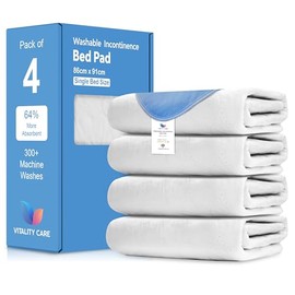 Washable Incontinence Bed Pads 86x91cm (Pack of 4), Waterproof Mattress Protector, Water Absorbent Pads, Washable Bed Pads For Incontinence Adults, Waterproof Bed Pads, Single Mattress