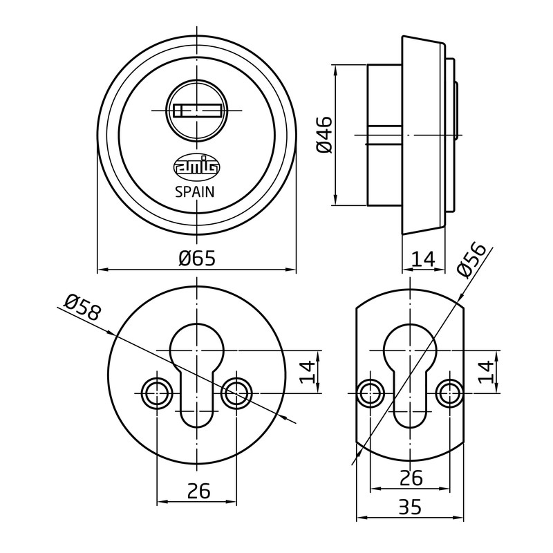 Amig Safety sign for locks with anti-drill plate, model 30,