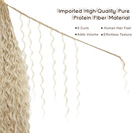 Boho Crochet Braids Close to Human Hair, 6 Curls Pure Protein Fiber Goddess Box Braids Crochet Hair, Pre-looped Curly Bohemian Braiding Hair for Black Women (24 Inch, #27/613)