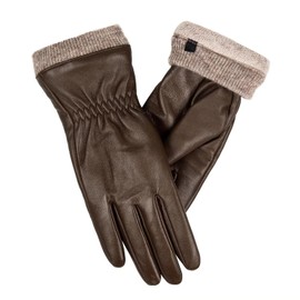 Alepo Genuine Sheepskin Leather Gloves for Women, Winter Warm Touchscreen Texting Cashmere Lined Driving Motorcycle Dress Gloves (Khaki-XL)