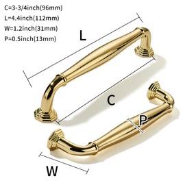khtumeware 10 Pack 3-3/4 inch(96mm) Polished Brass Cabinet Pulls Unlacquered Gold Cabinet Handle Heavy Duty Solid Cabinet Hardware for Cupboard Drawer Pulls Dresser Handle