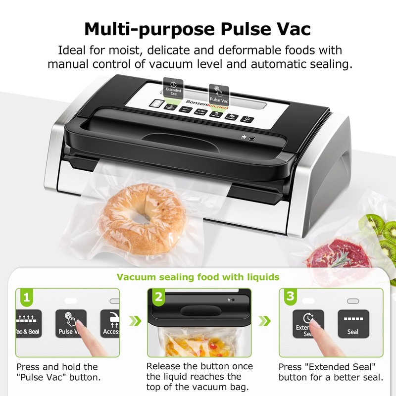 Bonsenkitchen Vacuum Sealer Machine, Globefish Technology for Perfect Vacuum Sealing,