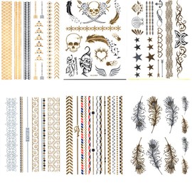 TE-Trend 10 Sheets Body Tattoo Sticker Skin Jewellery Bracelet Ankle Band Fashion Jewellery Carnival Fancy Dress