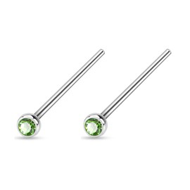 Forbidden Body Jewelry 18-20g Surgical Steel 2mm Press Fit CZ Fishtail Custom Bend Nose Stud, Metal, cubic-zirconia