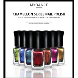 Blue Purple Chameleon Nail Polish, Chrome Holographic Shimmer Iridescent Quick Dry Glitter High Glossy Shine Rainbow Nail Art No Require Cured (N22, 6