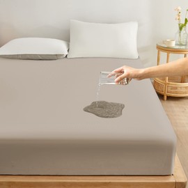 San Madra Waterproof Fitted Sheet, 100% Cotton, Waterproof Sheet, Nursing Sheet, Bedwetting Sheet, Bed Cover, Pet, Fully Waterproof, Waterproof on the Sides, Dust Mite Resistant