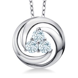 Gem Stone King Circle Pendant Necklace For Women | 925 Sterling Silver | 4MM Round Gemstone Birthstone | 3 Stone Necklace | With 18 Inch Chain