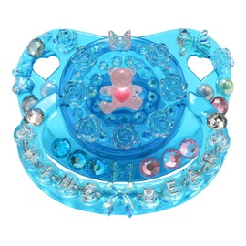 CutiePlusU Adult Sized Dummy for Adults Crystal DIY Handmade Blue Shiny Bear