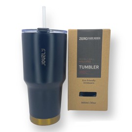 30 Oz Classic Stainless Steel Tumbler with Slider Lid and Reusable Straw, Double Walled Vacuum Insulated Bottle for Hot & Cold Drinks, Sweat Proof, Travel Thermo Mug Cup, Water Metal Canteen (Black)