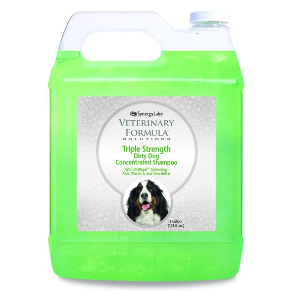 Veterinary Formula Solutions Triple Strength Dirty Dog Concentrated Shampoo, 1 Gallon (128oz) – Shea Oil, Aloe Vera, Vitamin E, Wheat Protein Moisturizes Skin and Conditions Coat During Deep Clean