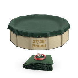 Buffalo Blizzard Supreme 28 ft Round Winter Pool Cover | Green/Black Heavy Duty Cover for Closing Above Ground Swimming Pools | Easy to Install | Cold & UV Resistant | Shields from Seasonal Debris