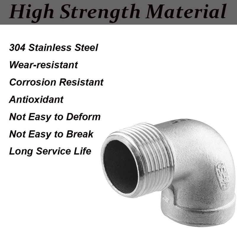 1Pcs Stainless Steel Elbow Pipe Fitting, 90 Degree Elbow 3/8