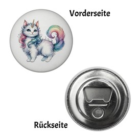 Unicorn Cat Magnet with Bottle Opener Round Unicorn Cat Magnet with Bottle Opener Cute Cute Fantasy Mythical Creature with Horn Magical Attractive Decoration for Fridge Co