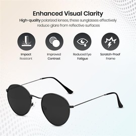 Hiking Vision Classic Round Unisex Polarized Sunglasses, Lightweight Polarized Sunglasses for Women & Men, Retro 100% UV Protection Goggles, Unisex Trendy & Stylish Shades