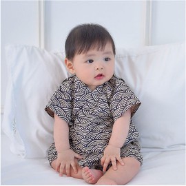 SEIWARAKU HF42 Baby Boys Girls Yukata Jinbei Romper Coverall Japanese Pattern Summer Baby Floral Print Baby Clothes Romper Short Sleeve Open Front Children's Clothing Cotton Festival Fireworks Display